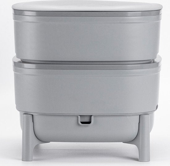 Plastia Wormenhotel 30L - 100% Gerecycled kunststof - Wormenbak - Compostbak grijs